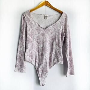 Pink by Victorias Secret long sleeve python print bodysuit size large